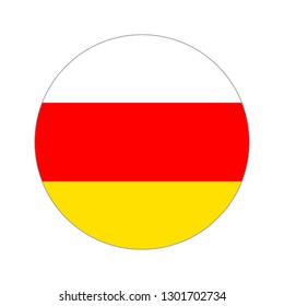 Flag of South ossetia. Circular icon on white background, vector illustration.