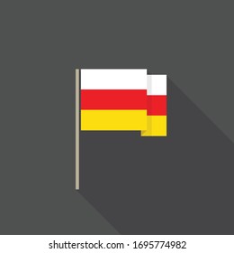 bandera de icono plano de Osetia del Sur, ilustración vectorial
