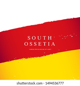 Flag of South Ossetia. Vector illustration on a white background. Brush strokes are drawn by hand. Independence Day.