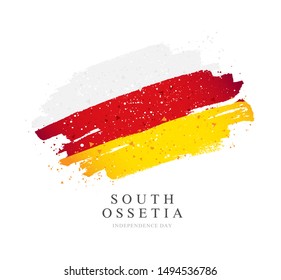 Flag of South Ossetia. Vector illustration on a white background. Brush strokes are drawn by hand. Independence Day.