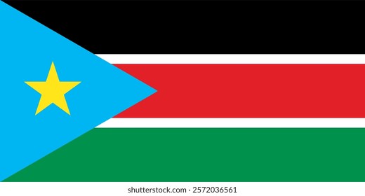 The flag of South Sudan, with accurate proportions and official colors.