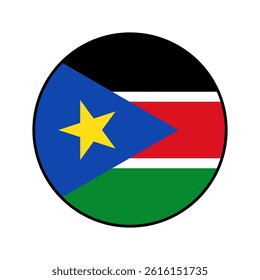 Flag of South Sudan. Black edge. South Sudan round flag logo icon computer vector illustration design.