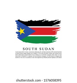 Flag of South Sudan with brush stroke effect and information text poster. Vector Eps 10