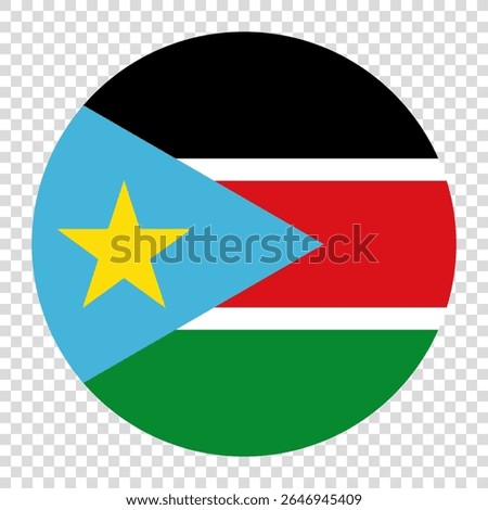 Flag of South Sudan. South Sudan circle flag logo icon computer vector illustration design. Checkerboard background.