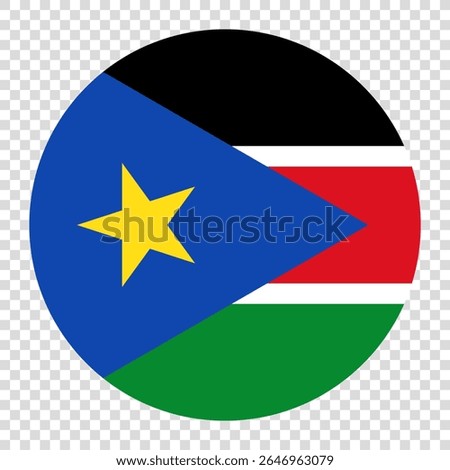 Flag of South Sudan. South Sudan circle flag logo icon computer vector illustration design. Checkerboard background.