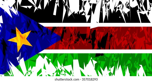 Flag of South Sudan in grunge style. Vector illustration.