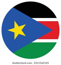 The flag of South Sudan. Flag icon. Standard color. Round flag. Computer illustration. Digital illustration. Vector illustration.