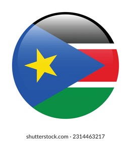 Flag of South Sudan. Flag icon. Standard color. A round flag. 3d illustration. Computer illustration. Digital illustration. Vector illustration.