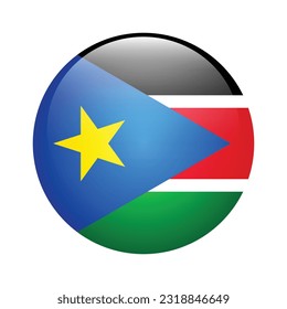 Flag of South Sudan. Flag icon. Standard color. The round flag. 3d illustration. Computer illustration. Digital illustration. Vector illustration.