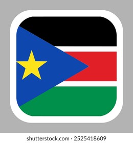 The flag of South Sudan. Flag icon. Standard color. flat vector square with rounded corners. Computer illustration. Digital illustration. Vector illustration