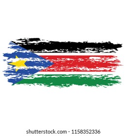 Flag of South Sudan the illustration vector on a white background, brush stroke Design Elements