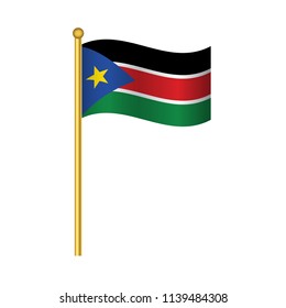 Flag of South Sudan ,South Sudan flag official colors and proportion correctly,South Sudan flag waving isolated Vector illustration eps10.