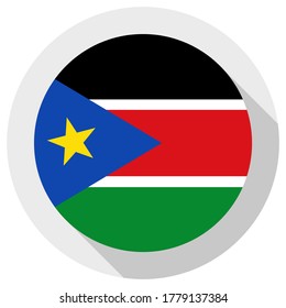 Flag of South Sudan, Round shape icon on white background, vector illustration