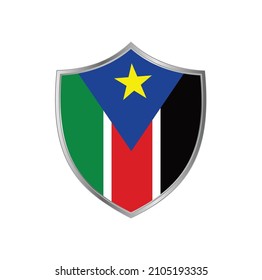 Flag of South Sudan with silver shield frame