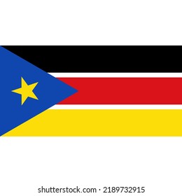 The flag of South Sudan is similar to the flag of Kenya with the addition of a blue triangle and a gold star on the hoist.