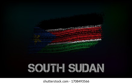 Flag of the South Sudan. Vector illustration in grunge style with cracks and abrasions. Good image for print