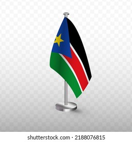 Flag of South Sudan. Vector illustration of a flag with flagpole on a transparent background (PNG).