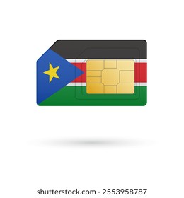 Flag of South Sudan. Vector illustration of SIM Card with flag on white background