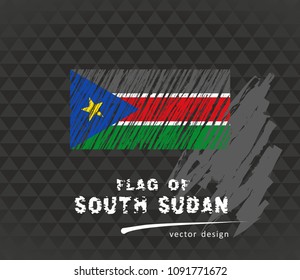 Flag of South Sudan, vector pen illustration on black background