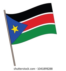 Flag of South Sudan ,South Sudan flag waving isolated vector illustration
