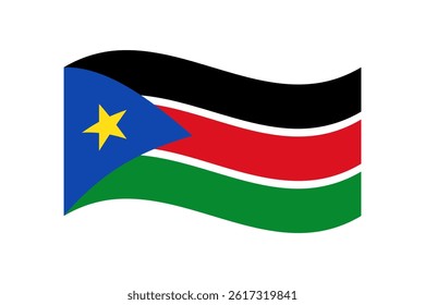 Flag of South Sudan. South Sudan wavy flag digital vector illustration. Fluttering flag.