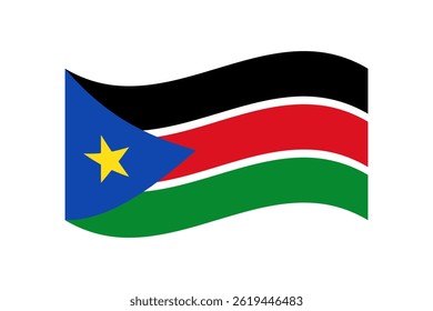 Flag of South Sudan. South Sudan wavy flag digital vector illustration. Fluttering flag.