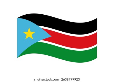 Flag of South Sudan. South Sudan wavy flag digital vector illustration. Fluttering flag.