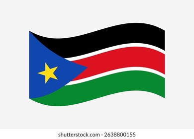 Flag of South Sudan. South Sudan wavy flag digital vector illustration. Fluttering flag.