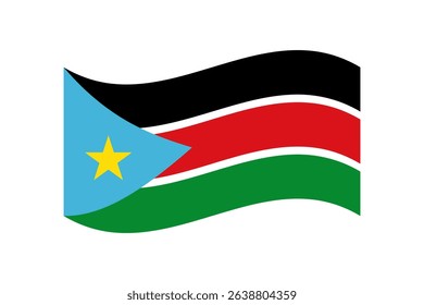Flag of South Sudan. South Sudan wavy flag digital vector illustration. Fluttering flag.