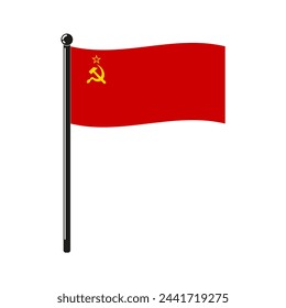 Flag of Soviet Union in the original colours and proportions on the stick