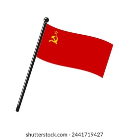 Flag of Soviet Union in the original colours and proportions on the stick