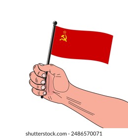 Flag of Soviet Union in the original colours and proportions on the stick