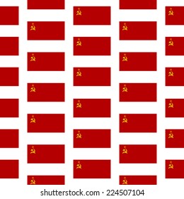 Flag of the Soviet Union seamless pattern on white background. Vector illustration.
