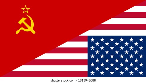 bandera de la unión soviética y estados unidos. proporción 10:19