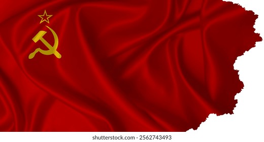 Flag of Soviet Union vector with torn edges on transparent background