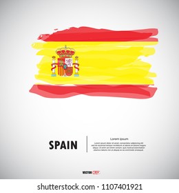 Flag of Spain with brush stroke, grunge style background vector.
