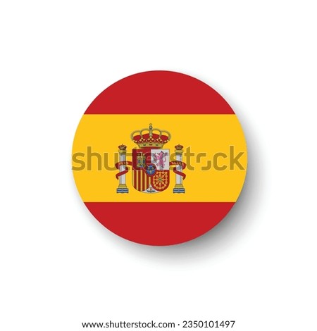 The flag of Spain. Button flag icon. Standard color. Circle icon flag. 3d illustration. Computer illustration. Digital illustration. Vector illustration.