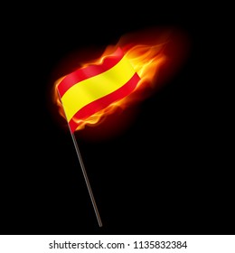 Flag of Spain. Concept Illustration of Crisis or War Conflict with Spanish flag