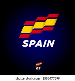 Flag of Spain. Flag consist of yellow and red strips on dark backgrounds. Flag fluttering in the wind.