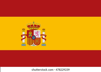 Flag of Spain in correct size, proportions and colors. Accurate dimensions. Spanish national flag. Vector illustration