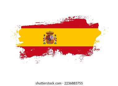 Flag of Spain country with hand drawn brush stroke vector illustration