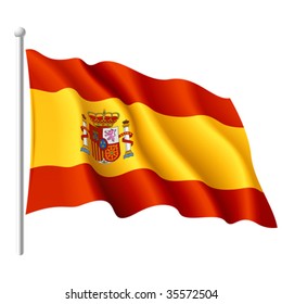 Flag of Spain. Detailed vector.