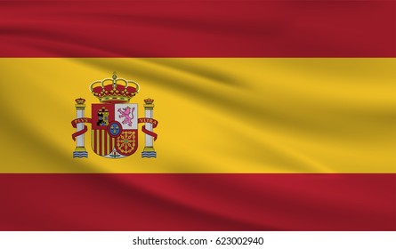 Flag of Spain with Emblem. Spain flag vector