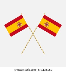 Flag of Spain with flagpole. Vector illustration.