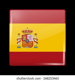 Flag of Spain. Glossy Icons Square Shape. This is File from the Collection European Flags