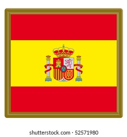 Flag of Spain with gold frame