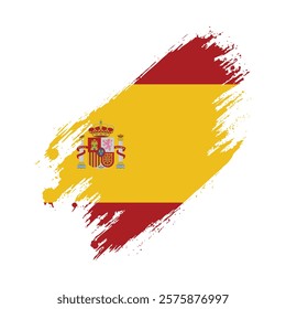 Flag of Spain Grunge Brush Stroke Style Vector