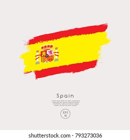 Flag of Spain in Grunge Brush Stroke : Vector Illustration
