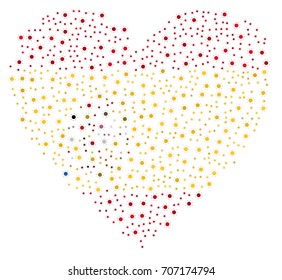 Flag of Spain in heart formation made of suns