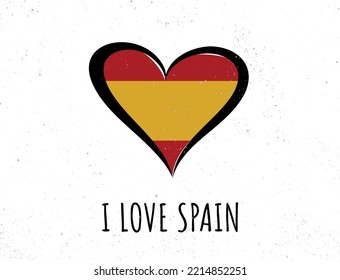 Flag of Spain in a heart shape. Spain flag vector icon.